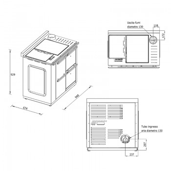 Cuisinière à pellets sans électricité - GIADA SN - Laminox - Schéma technique